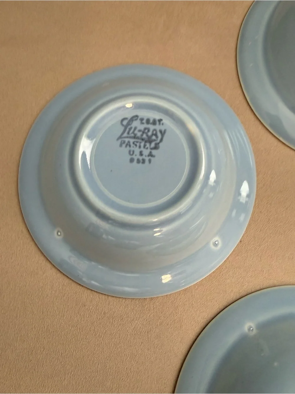 Vintage Lu-Ray Pastels Bowl - Set of 4 - Small Berry Dish Light Blue USA Easter